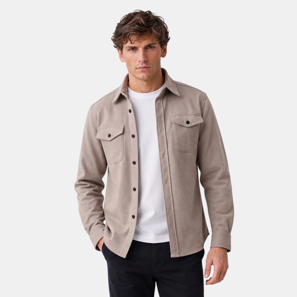 Veste-chemise pour homme avec fermeture à boutons et poches poitrine