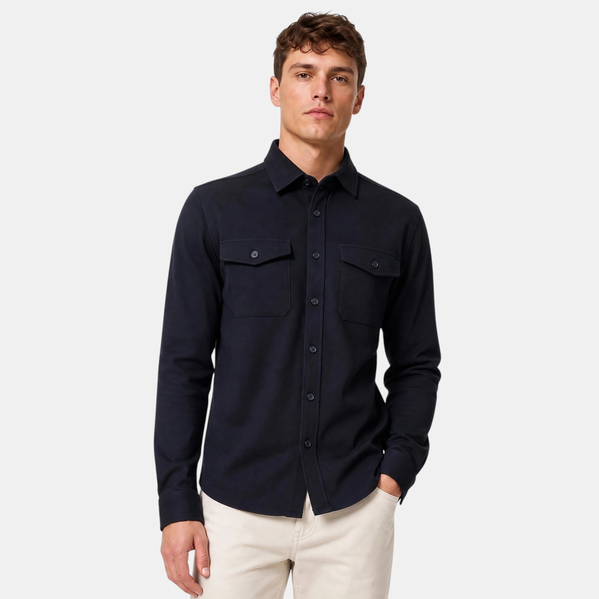 Veste-chemise pour homme avec fermeture à boutons et poches poitrine
