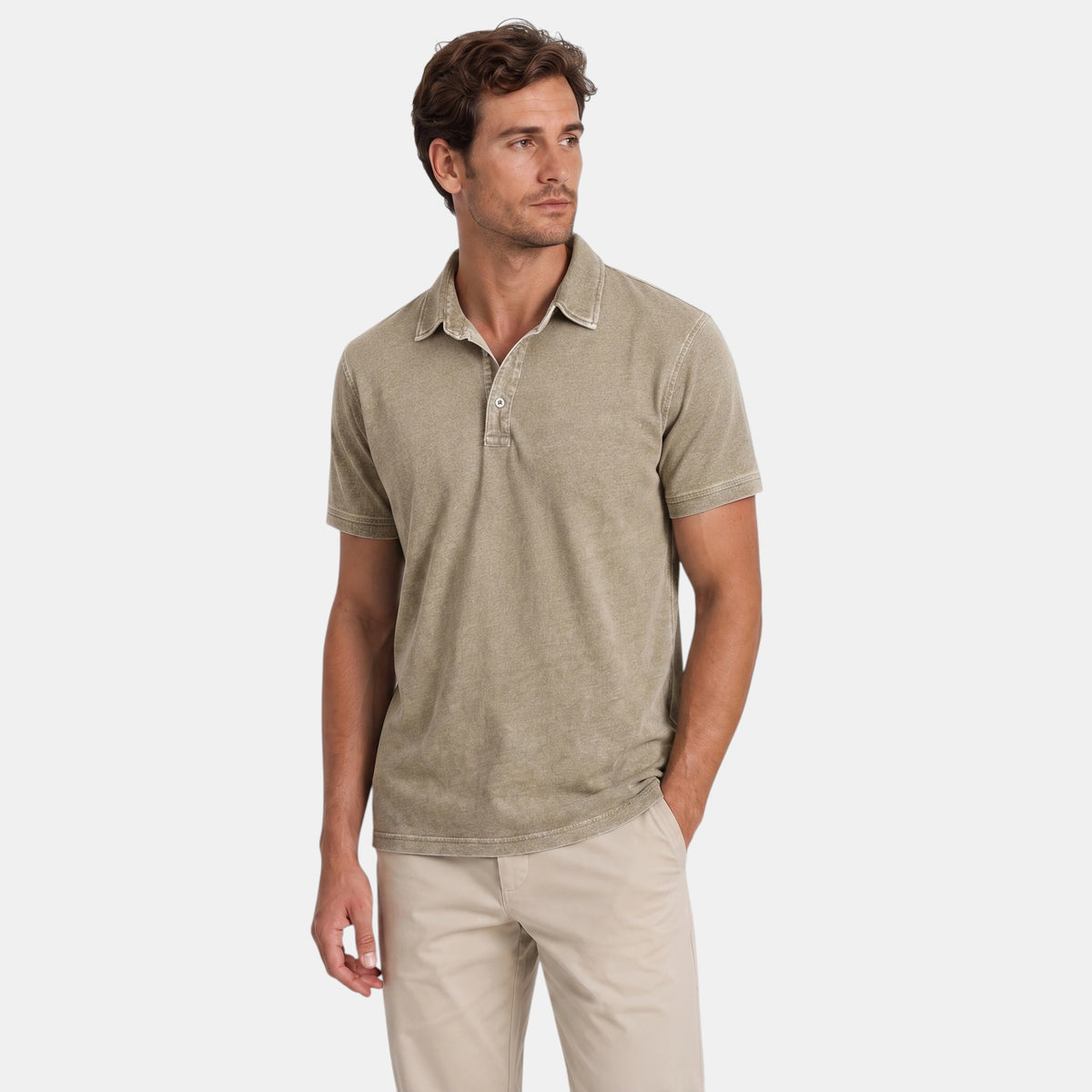 Polo à manches courtes pour homme avec col boutonné