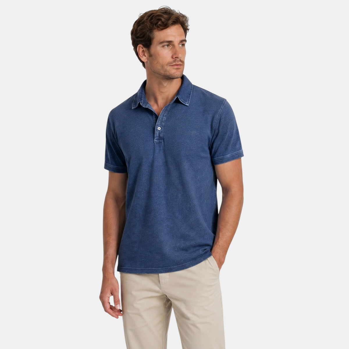 Polo à manches courtes pour homme avec col boutonné