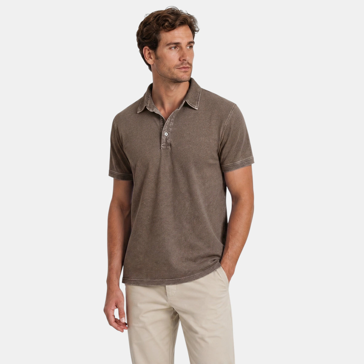 Polo à manches courtes pour homme avec col boutonné