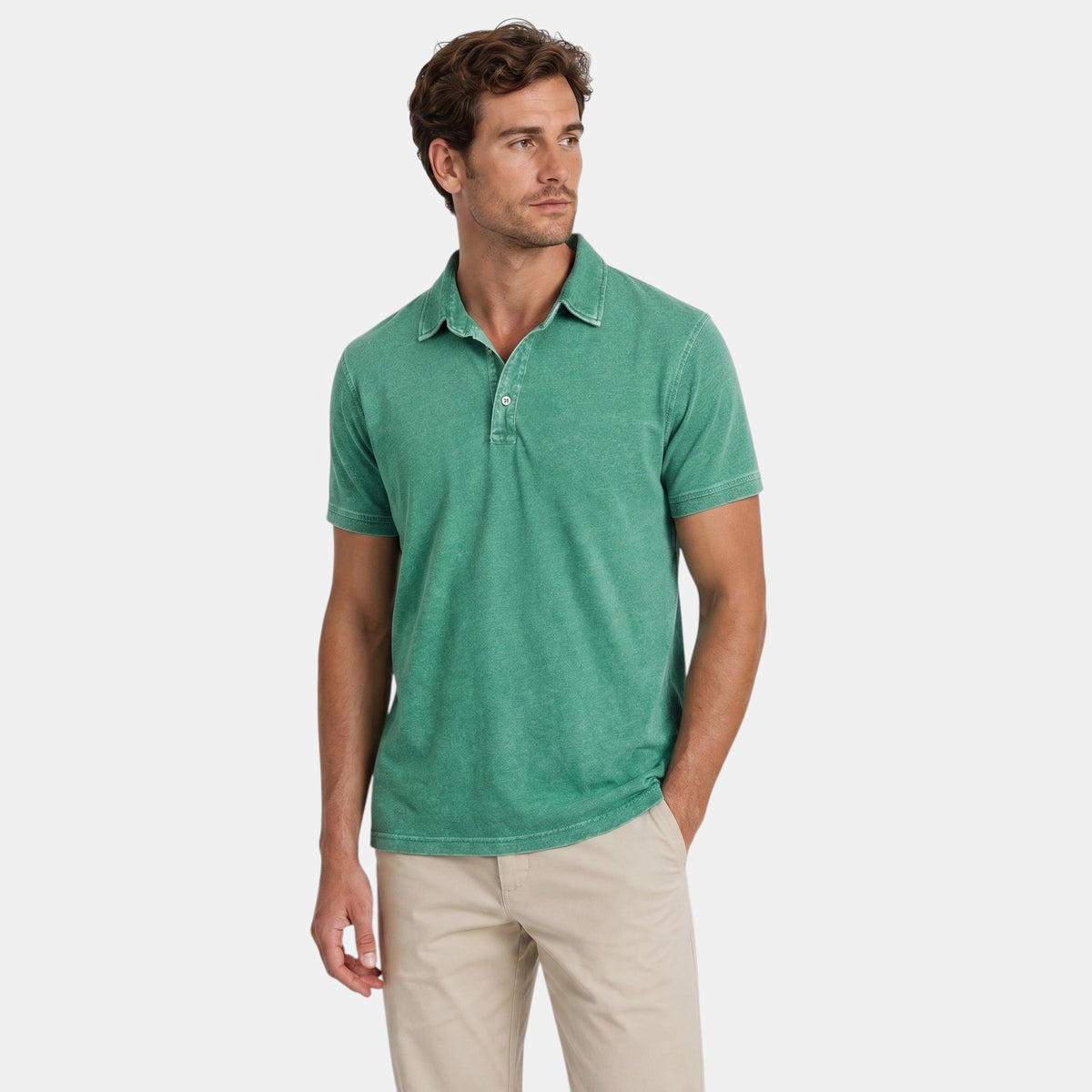 Polo à manches courtes pour homme avec col boutonné