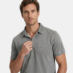 Men's Short Sleeve Polo Shirt with Button Neck