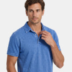 Men's Short Sleeve Polo Shirt with Button Neck