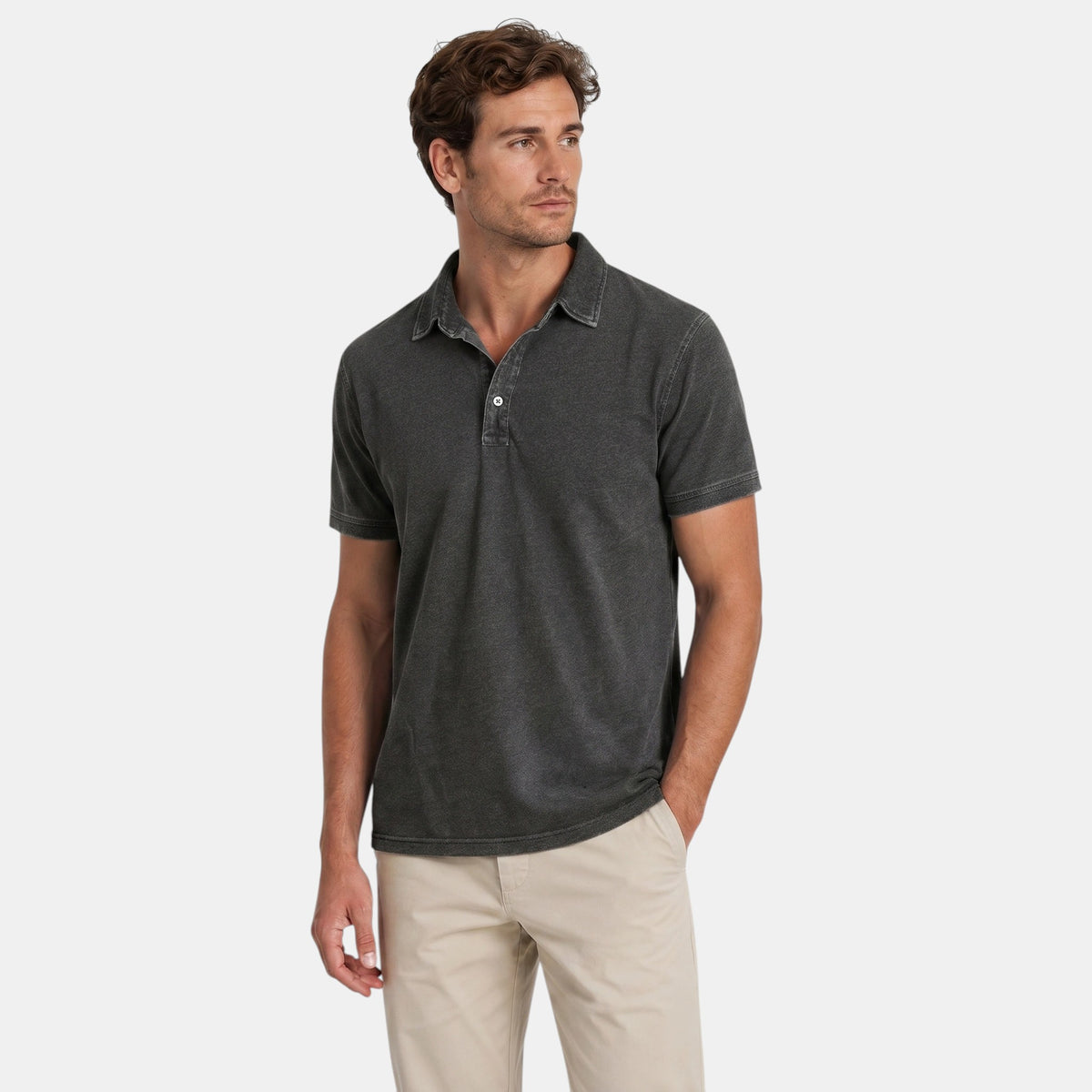 Polo à manches courtes pour homme avec col boutonné
