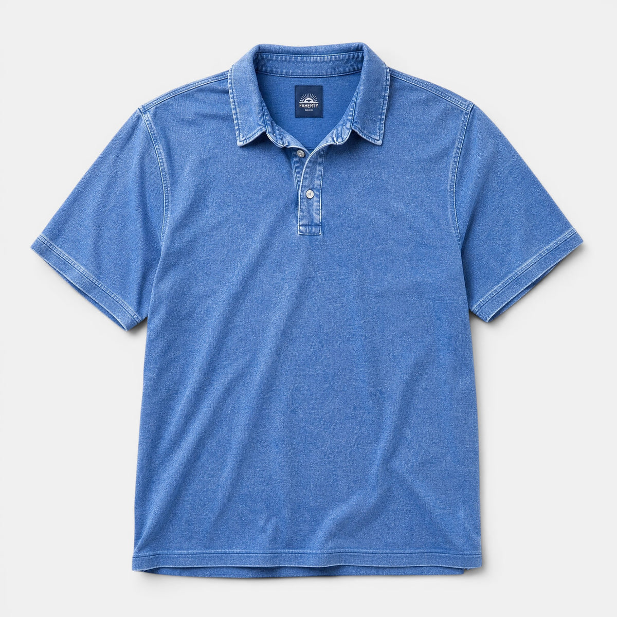 Men's Short Sleeve Polo Shirt with Button Neck
