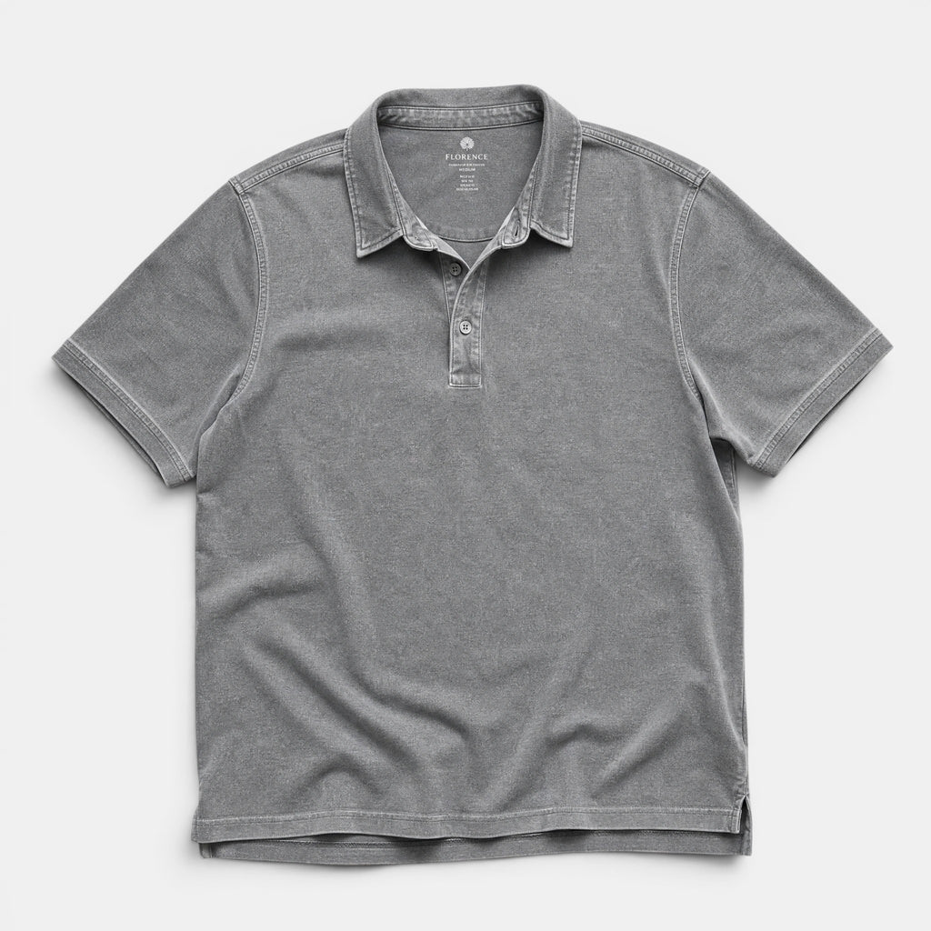 Men's Short Sleeve Polo Shirt with Button Neck
