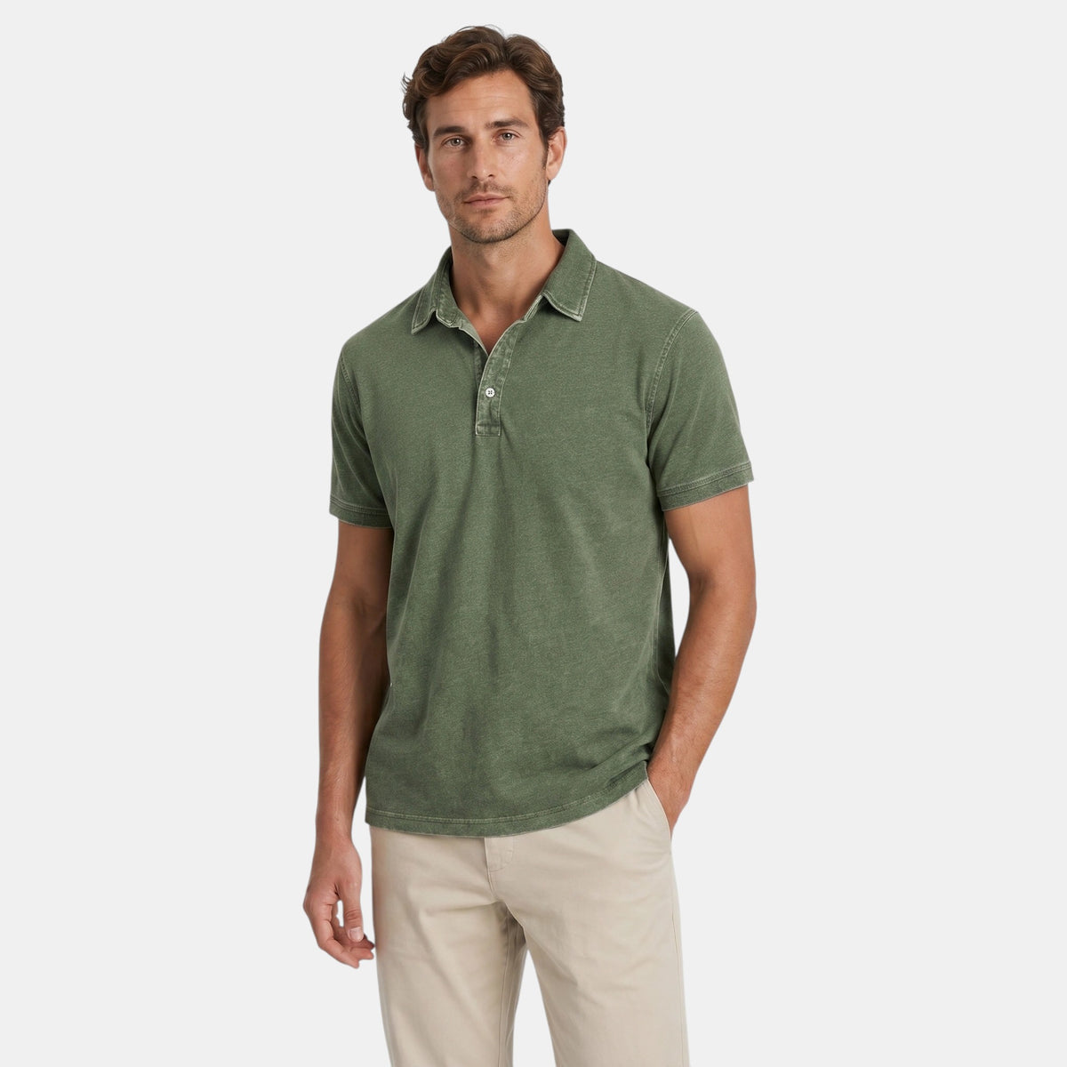 Polo à manches courtes pour homme avec col boutonné