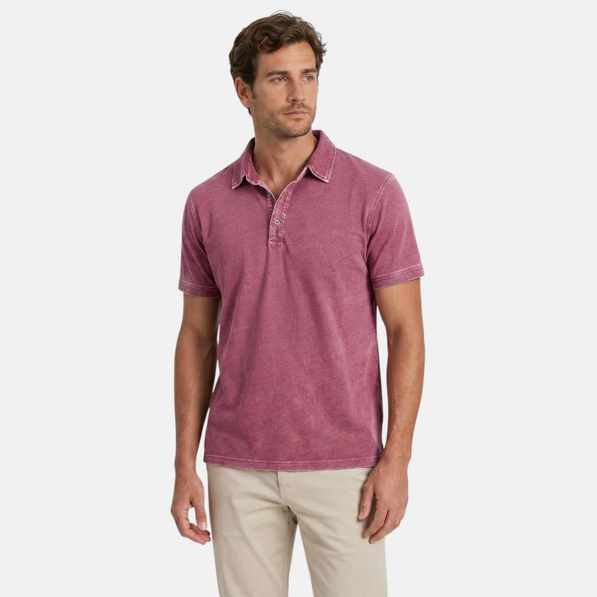 Polo à manches courtes pour homme avec col boutonné