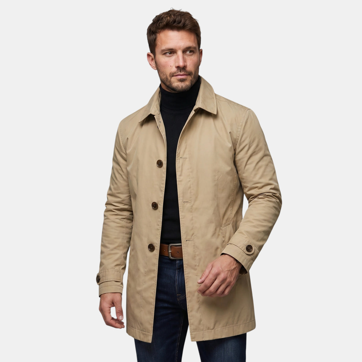 Manteau homme à boutonnage simple, fermeture à boutons sur le devant et col à revers