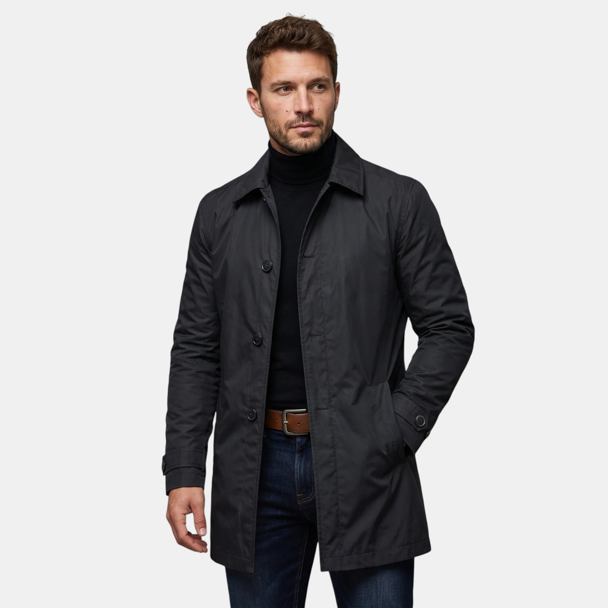 Manteau homme à boutonnage simple, fermeture à boutons sur le devant et col à revers