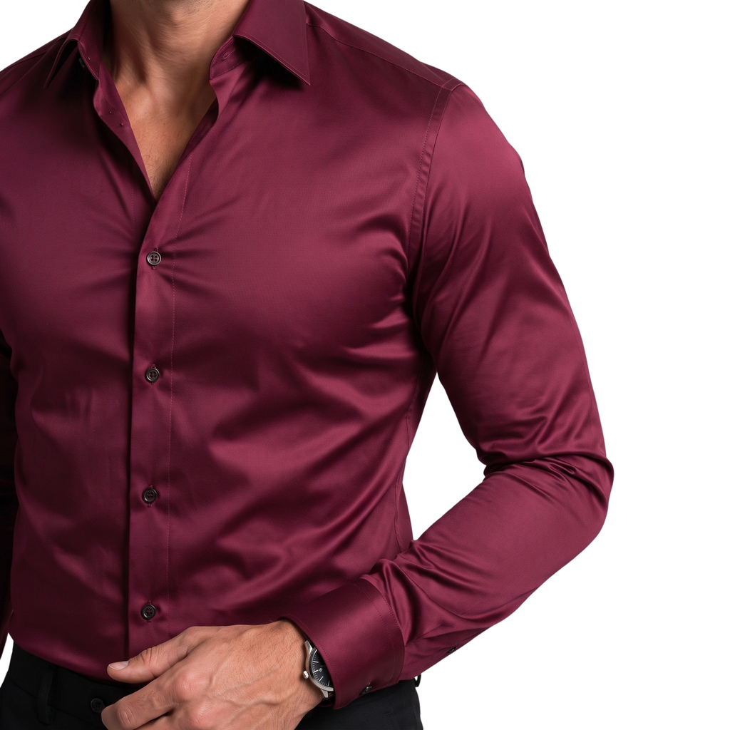 Men's Slim Fit Dress Shirt with Spread Collar