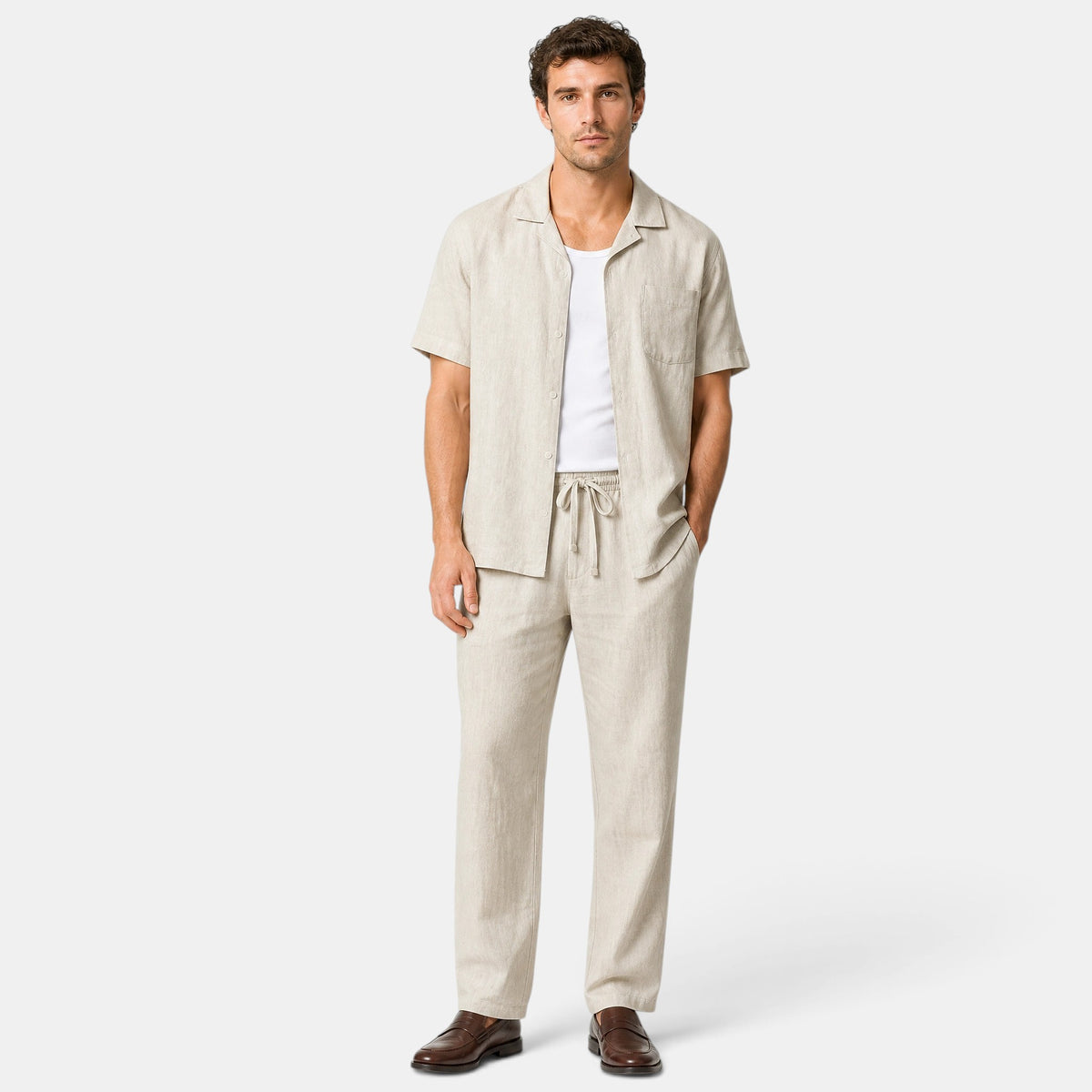 Pantalon homme coupe slim avec cordon de serrage et taille élastiquée