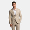 Men's Slim Fit Two Piece Suit with Notch Lapel Blazer and Straight Leg Trousers
