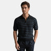 Men's Striped Polo Shirt with Short Sleeves and Button Placket