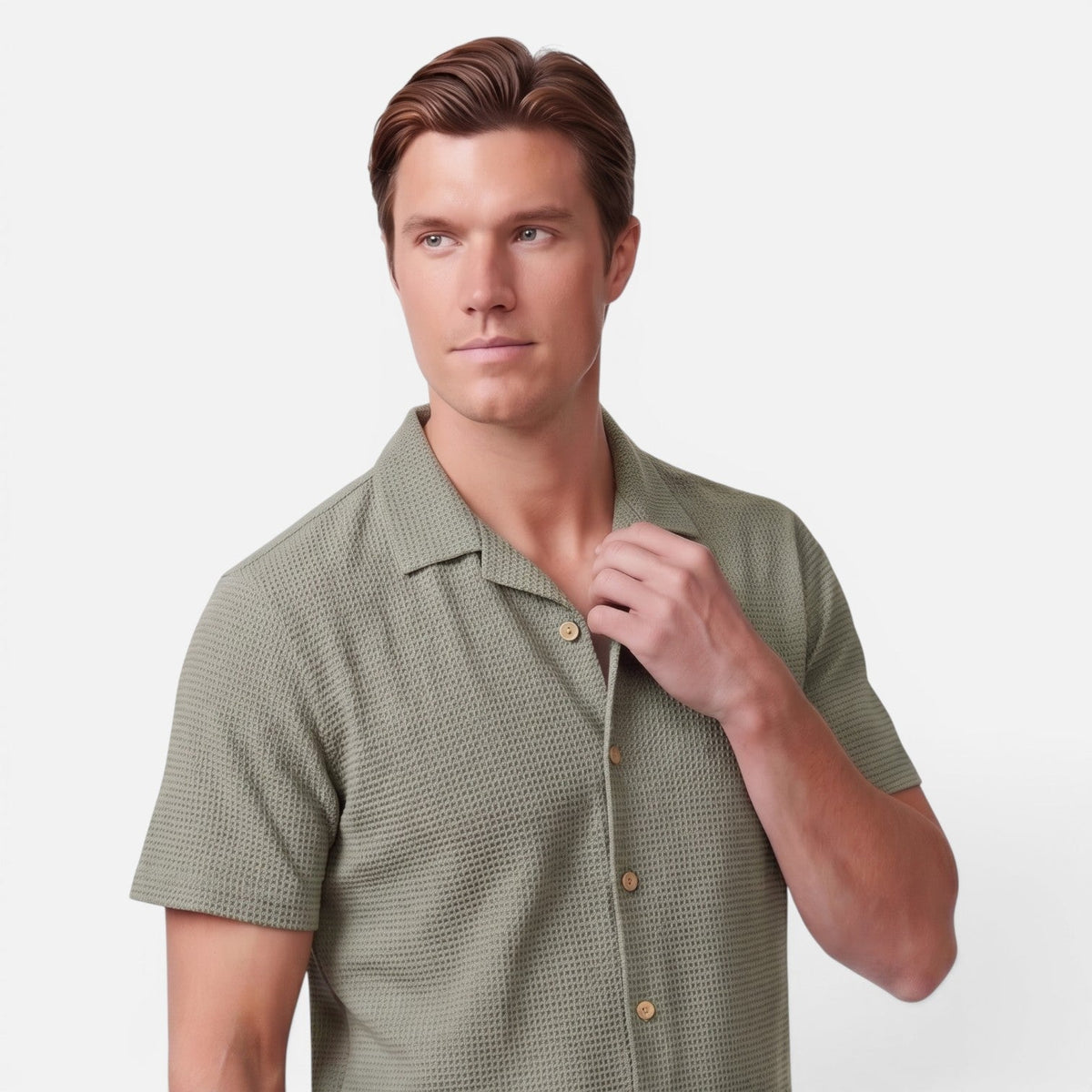Men's Shirt and Shorts Set with Short Sleeve Shirt and Drawstring Shorts