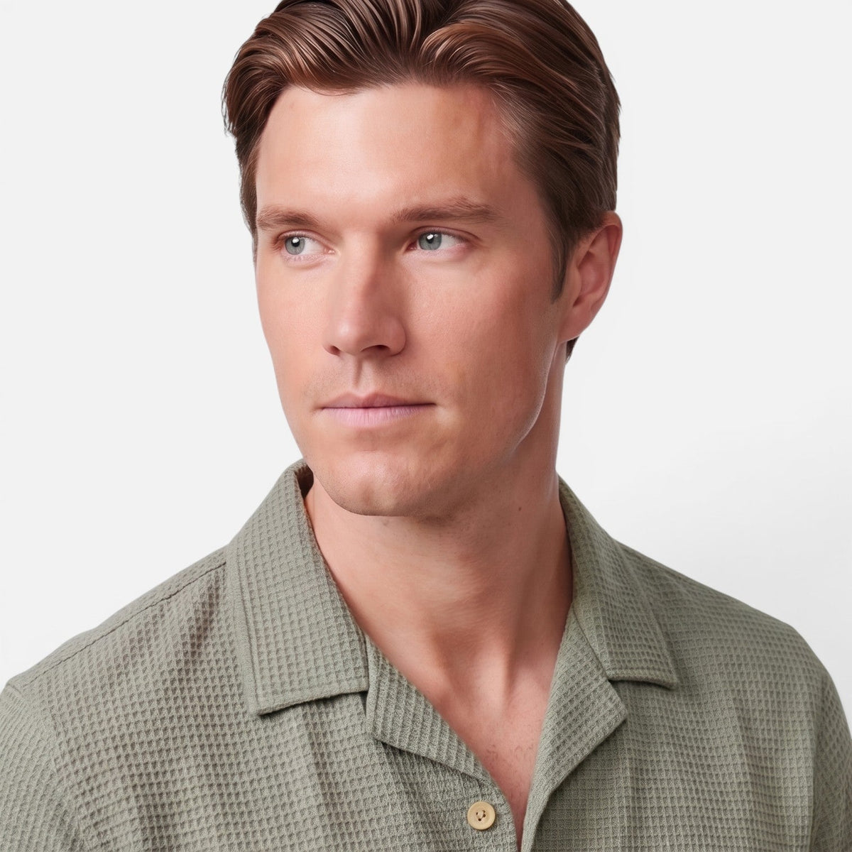 Men's Shirt and Shorts Set with Short Sleeve Shirt and Drawstring Shorts