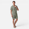 Men's Shirt and Shorts Set with Short Sleeve Shirt and Drawstring Shorts
