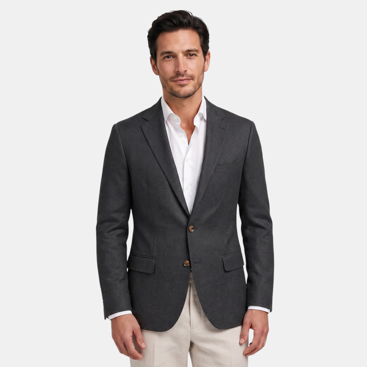 Blazer homme ajusté avec col à revers cranté et fermeture à un bouton