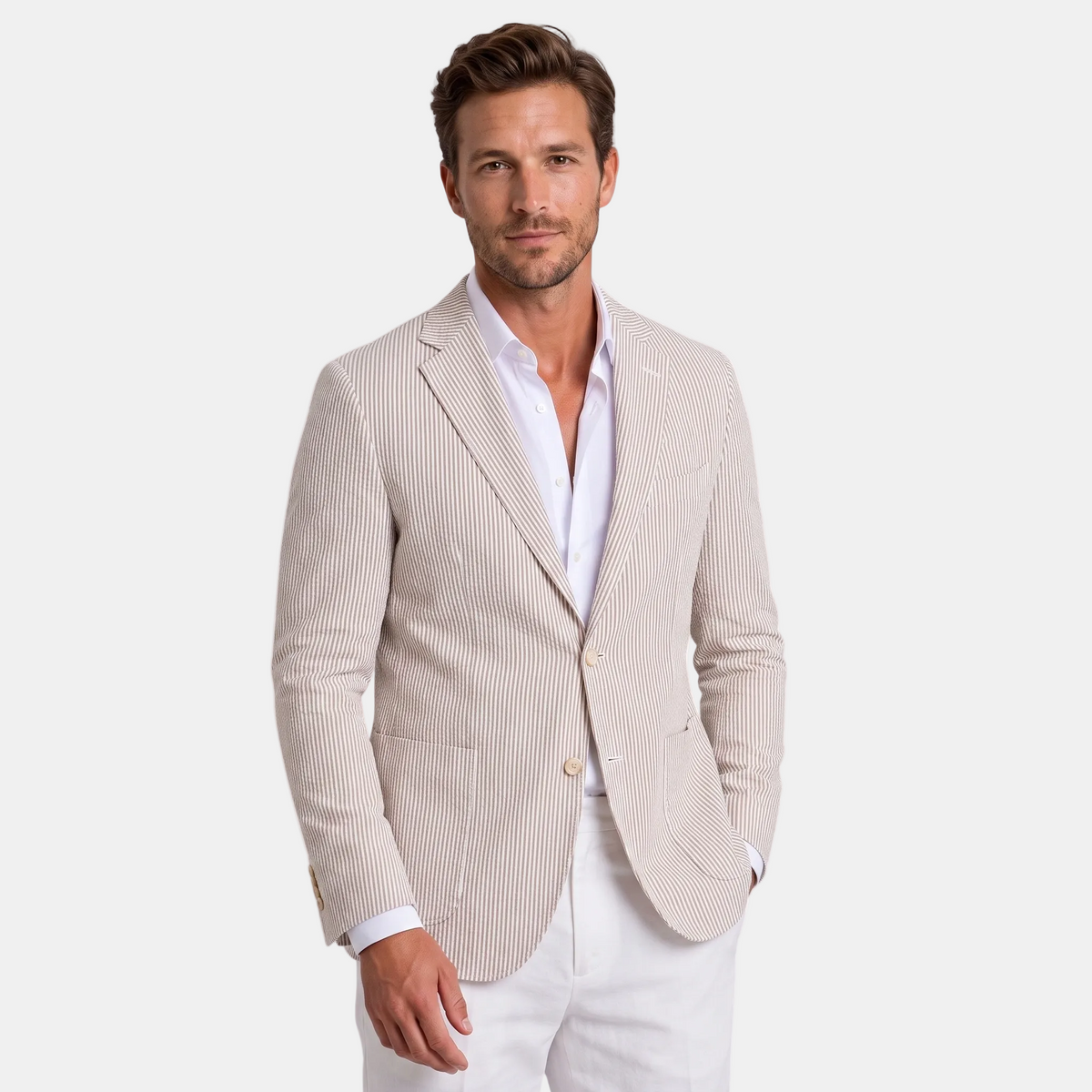 Blazer ajusté pour homme avec revers cranté et fermeture à deux boutons
