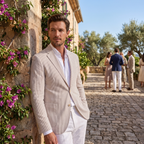 Men's Tailored Blazer with Notch Lapel and Two Button Front