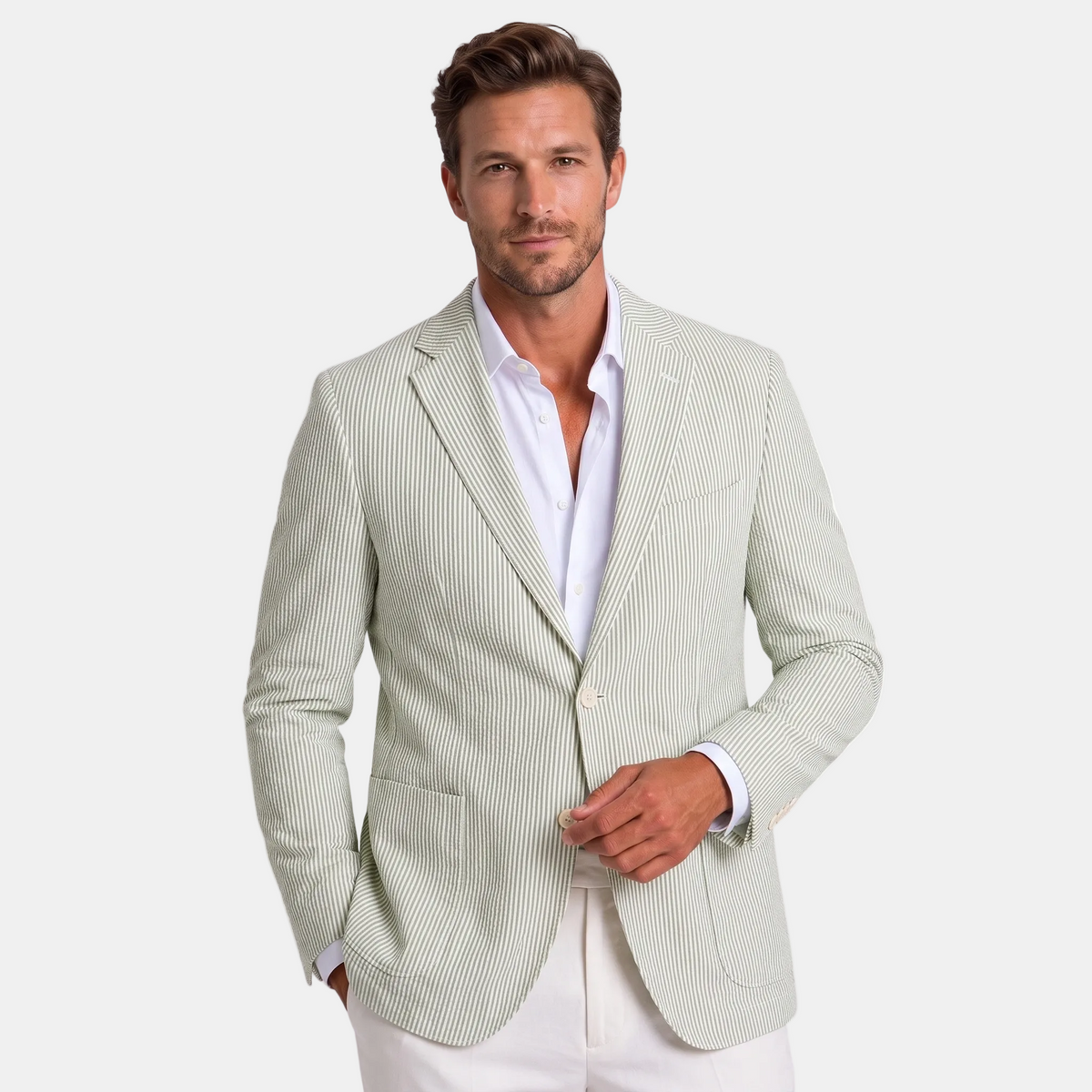 Blazer ajusté pour homme avec revers cranté et fermeture à deux boutons