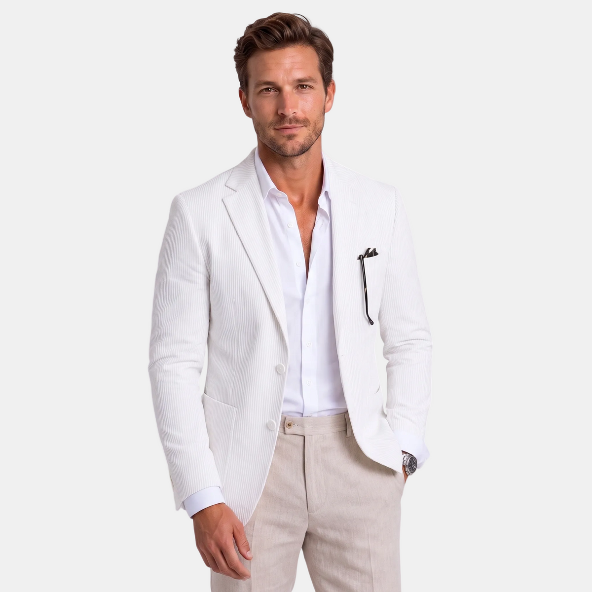 Blazer ajusté pour homme avec revers cranté et fermeture à deux boutons