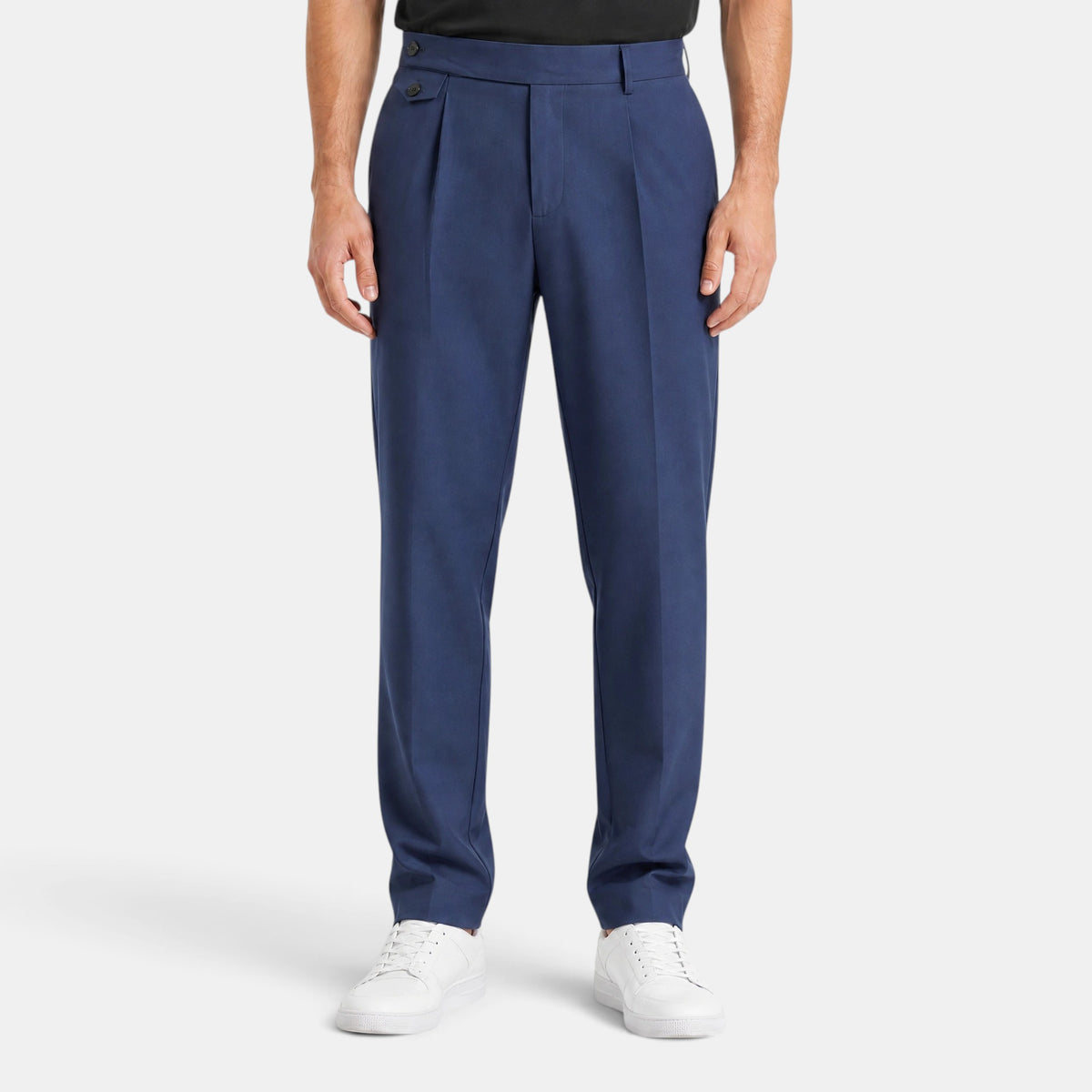 Men's Tailored Trousers with Pleated Front and Button Waist Tab