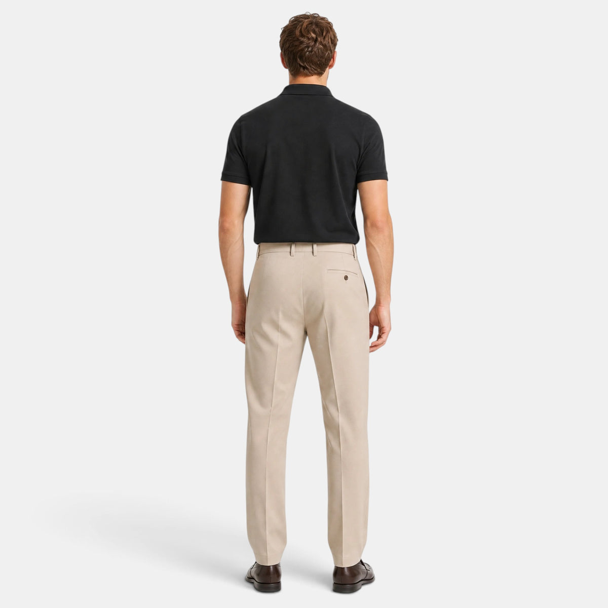 Men's Tailored Trousers with Pleated Front and Button Waist Tab