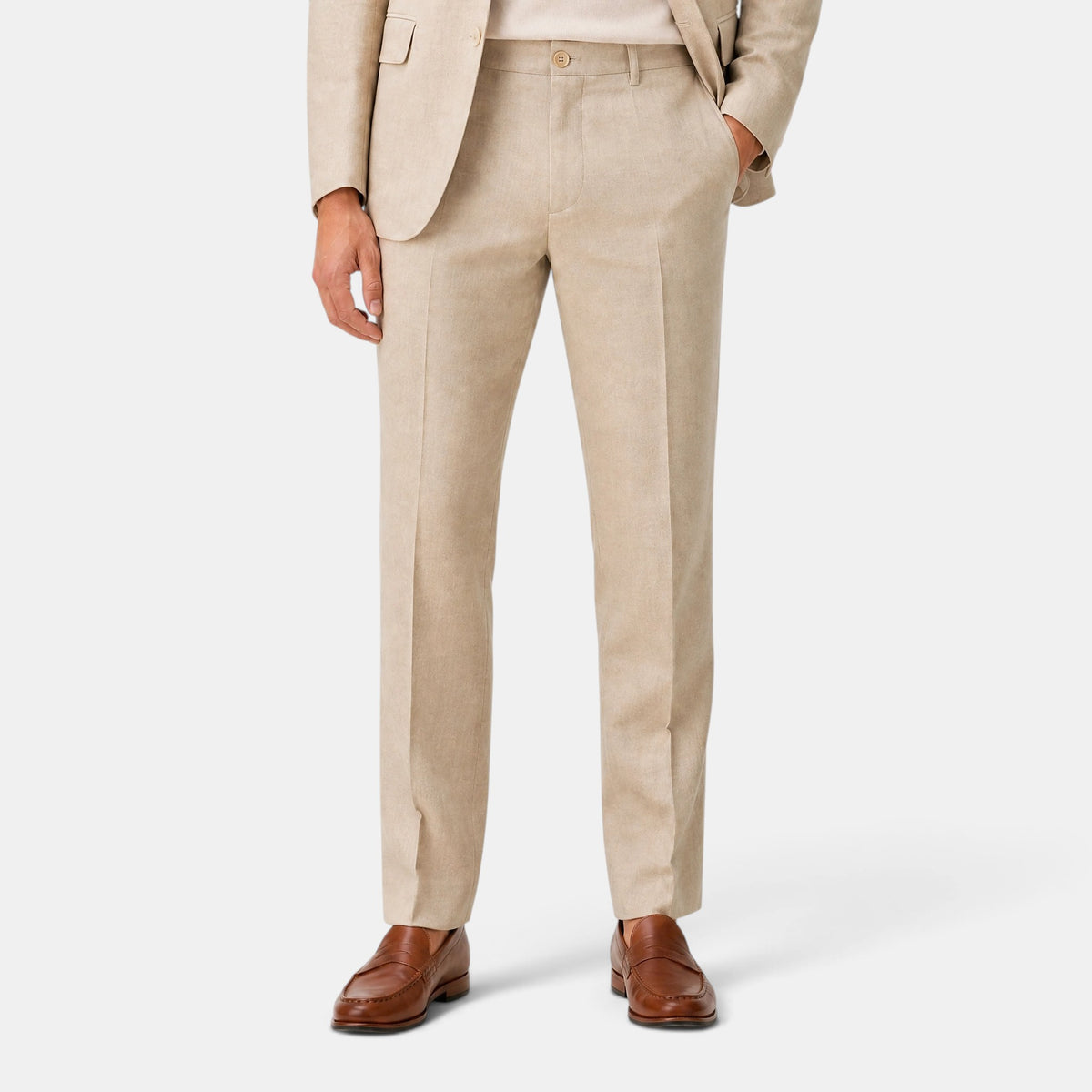Men's Tailored Trousers with Straight Leg and Belt Loops