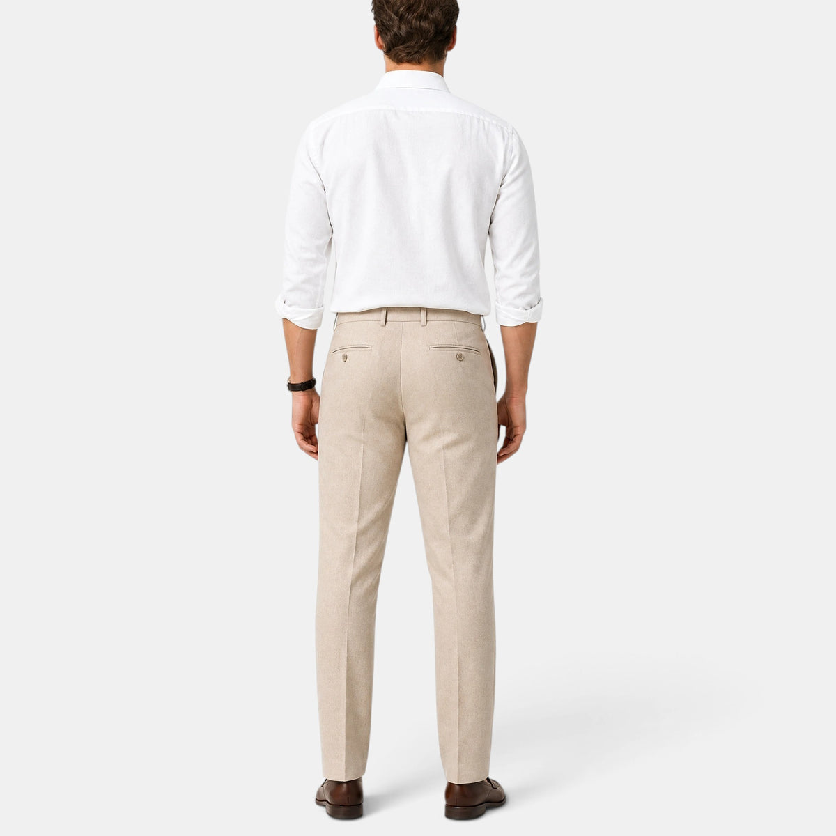 Men's Tailored Trousers with Straight Leg and Belt Loops