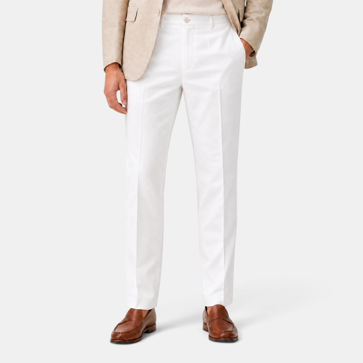 Men's Tailored Trousers with Straight Leg and Belt Loops