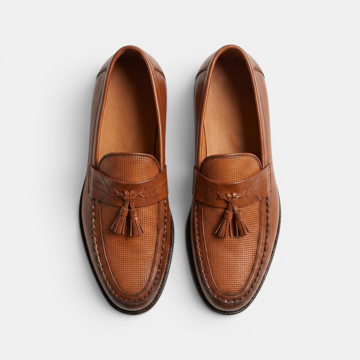 Men's Tassel Loafers with Slip On Design and Woven Vamp