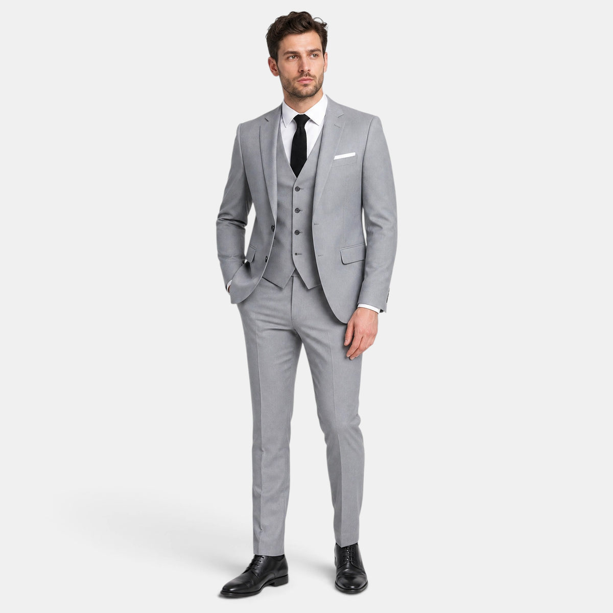 Men's Three Piece Suit with Notch Lapel Blazer and Waistcoat
