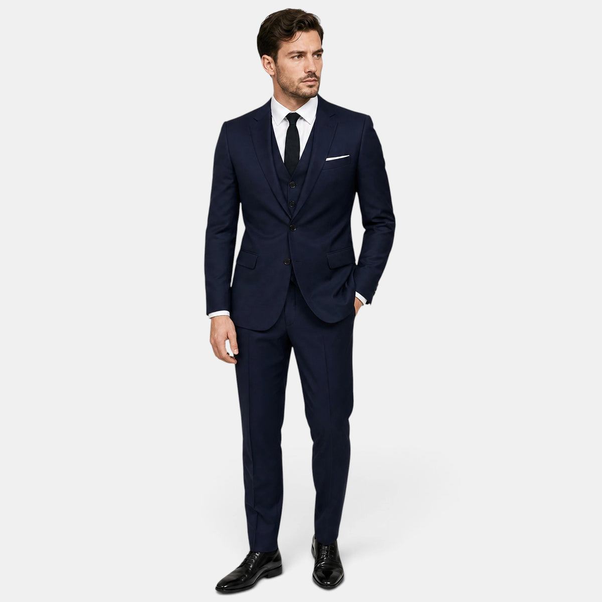 Men's Three Piece Suit with Notch Lapel Blazer and Waistcoat