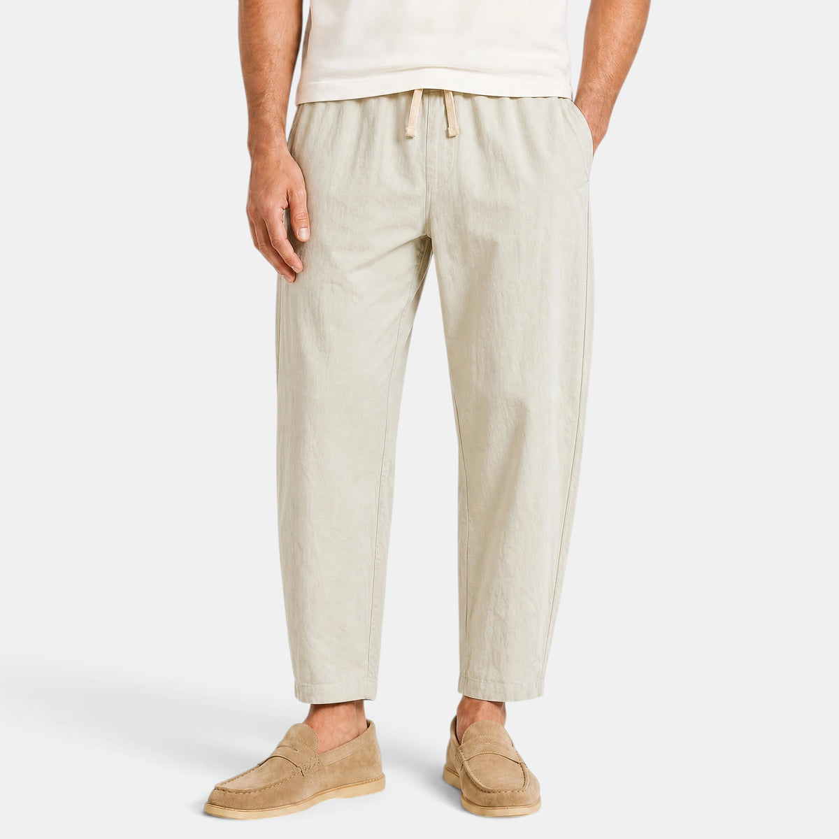 Men's Trousers with Drawstring Waist and Side Pockets