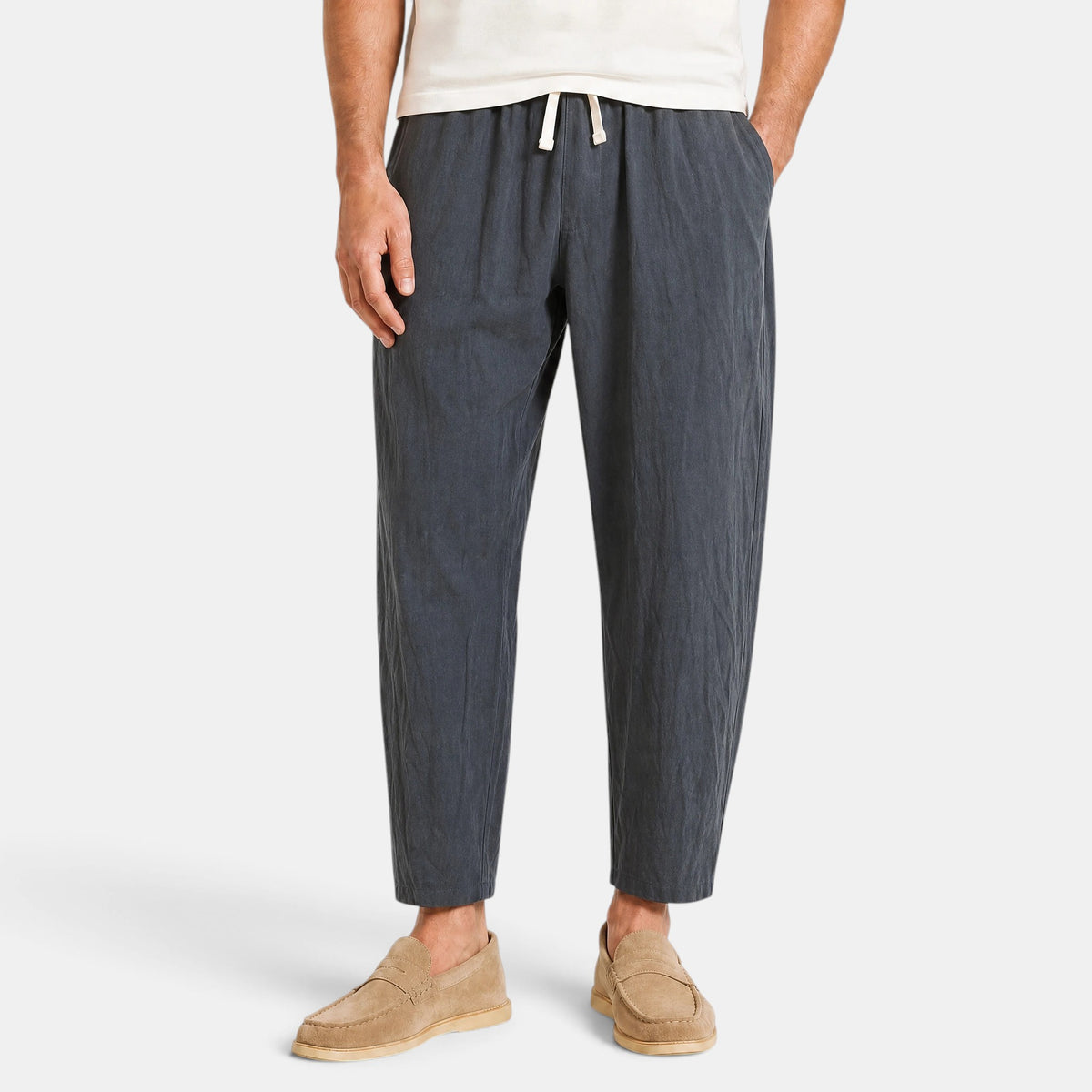 Men's Trousers with Drawstring Waist and Side Pockets