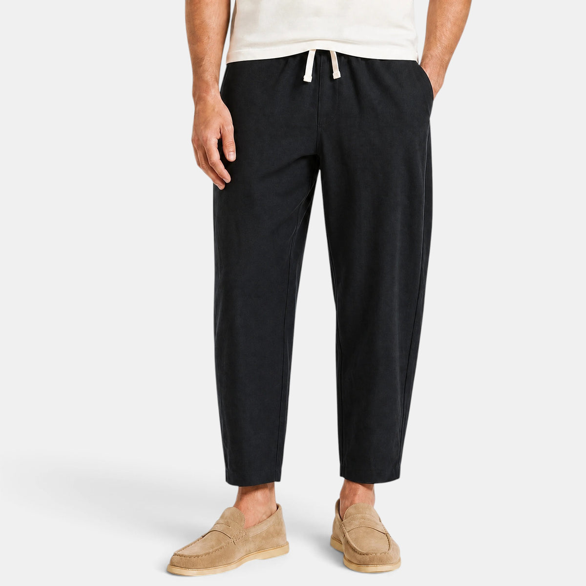 Men's Trousers with Drawstring Waist and Side Pockets