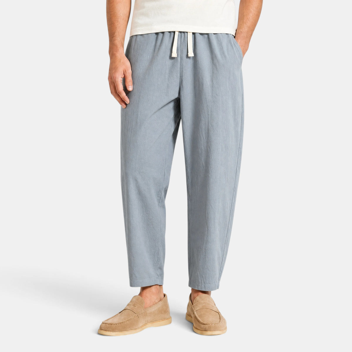 Men's Trousers with Drawstring Waist and Side Pockets