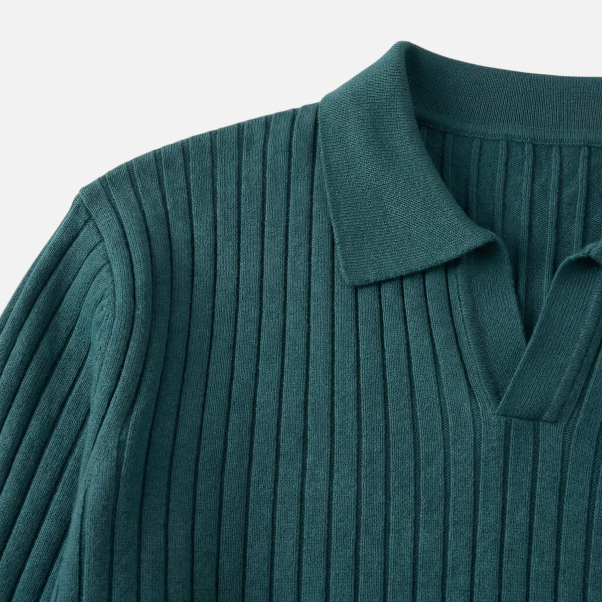 Pull polo homme en maille côtelée à manches longues