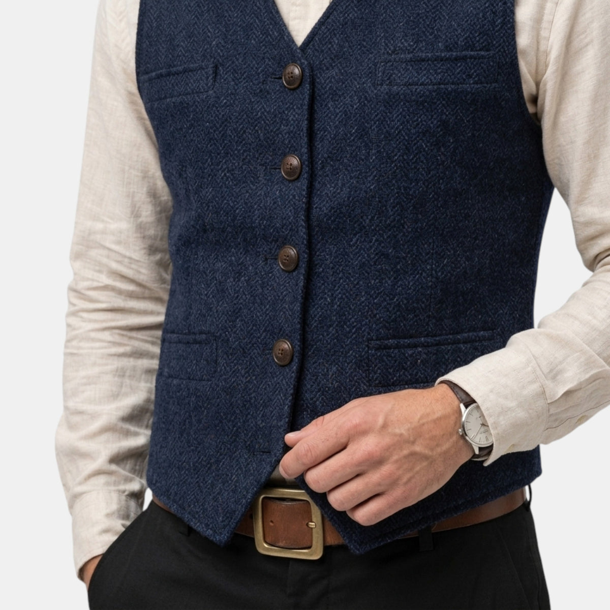 Men's Waistcoat with V Neck and Button Front Design