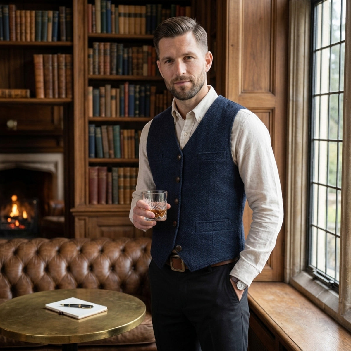 Men's Waistcoat with V Neck and Button Front Design