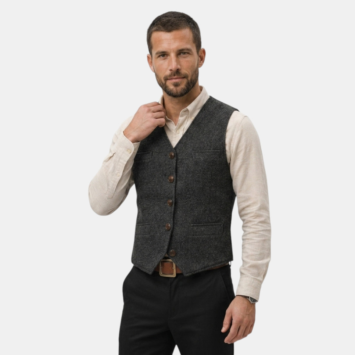 Men's Waistcoat with V Neck and Button Front Design