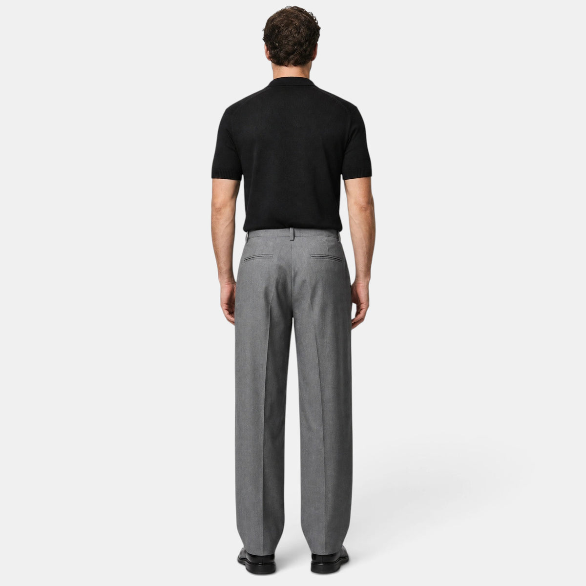 Men's Wide Leg Trousers with Pleated Front and Tailored Fit