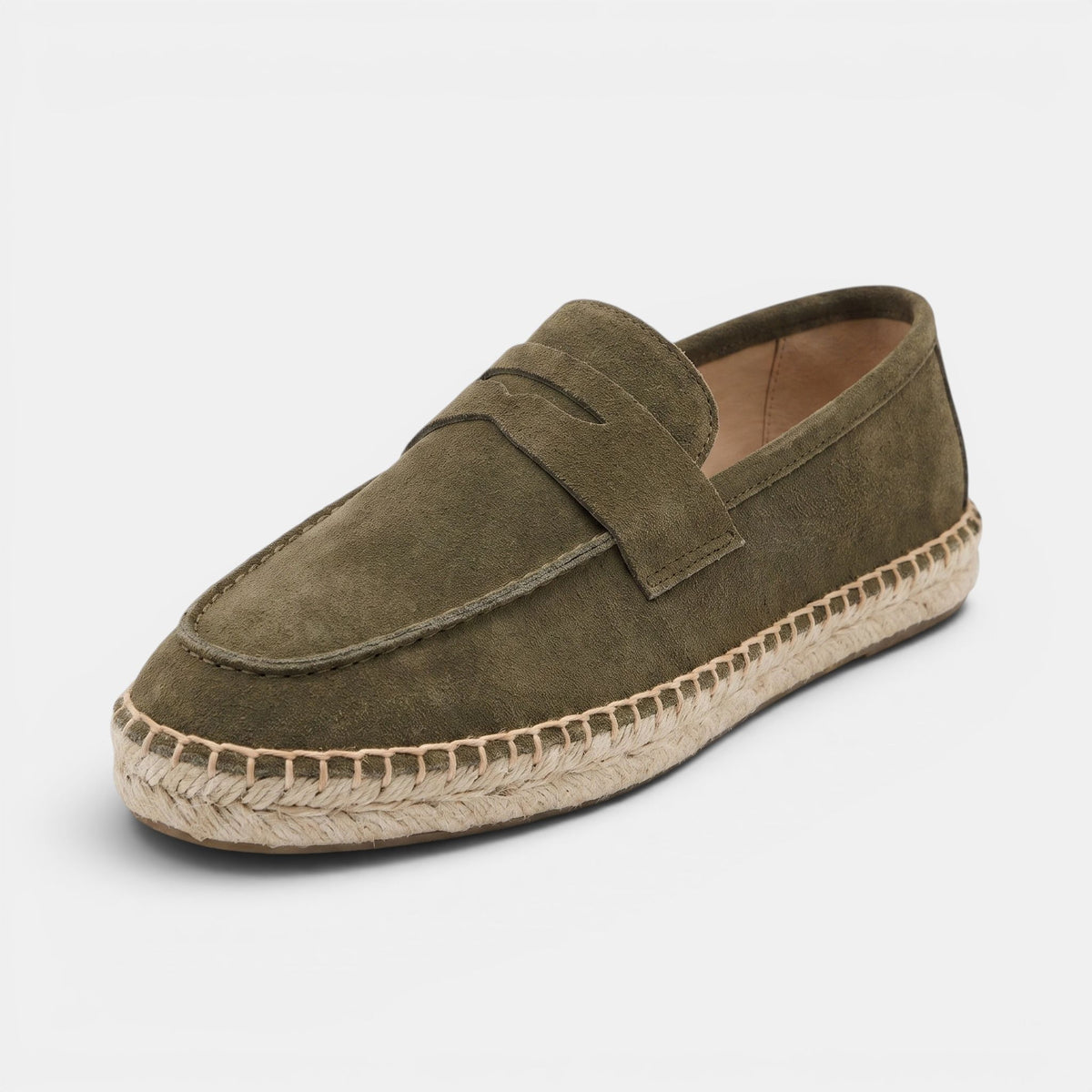 Men's Woven Sole Loafers with Slip On Design and Apron Toe
