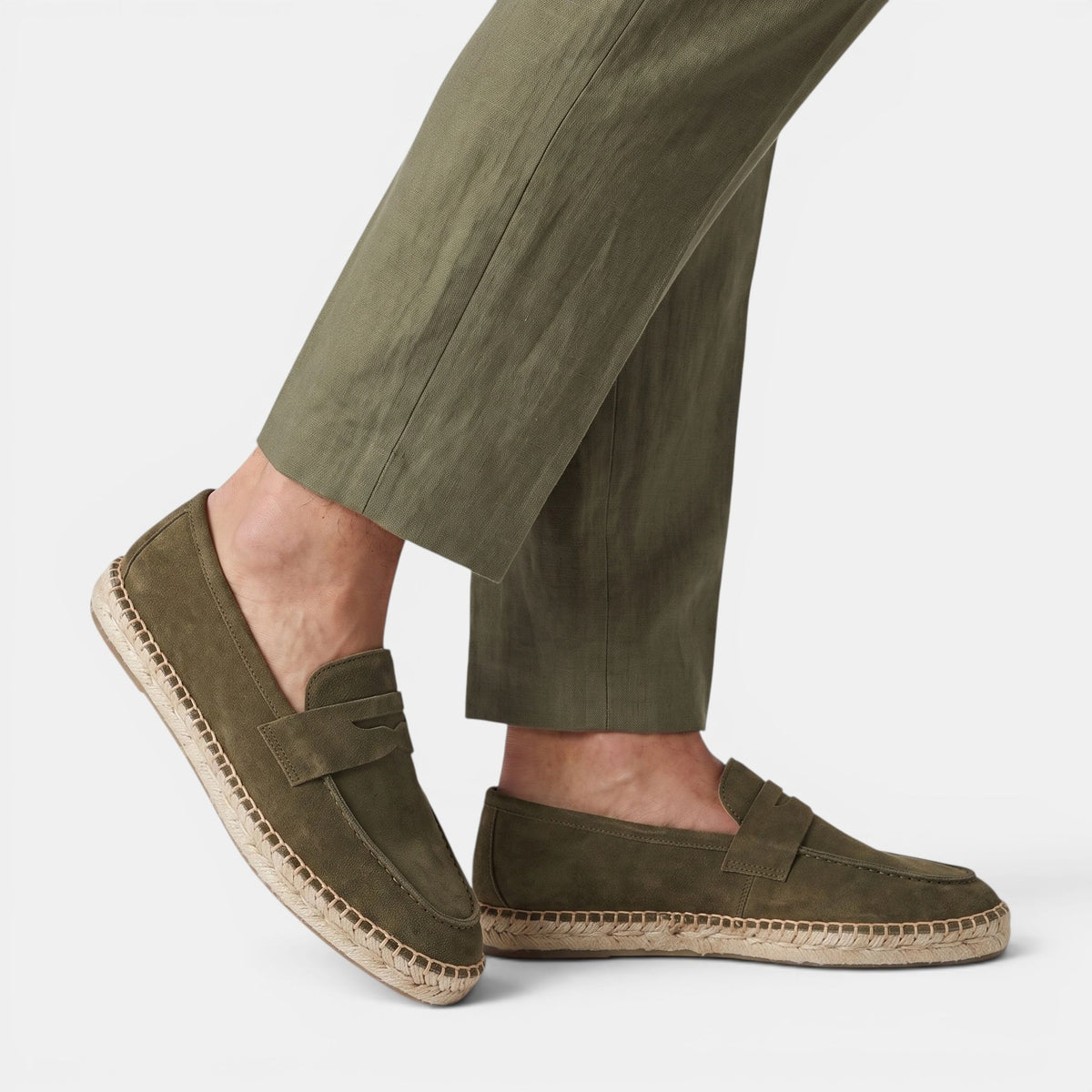 Men's Woven Sole Loafers with Slip On Design and Apron Toe