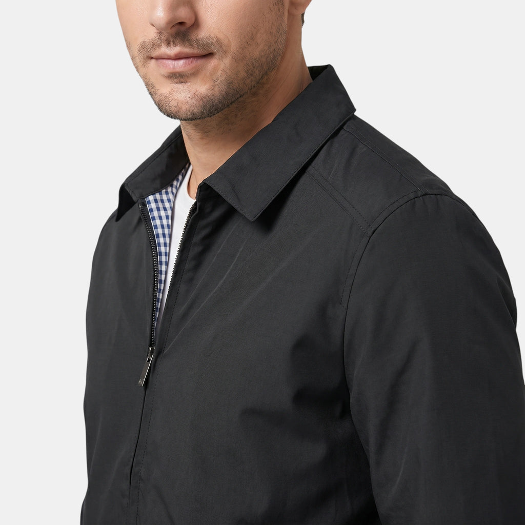 Veste zippée pour homme avec col pointu et poches latérales