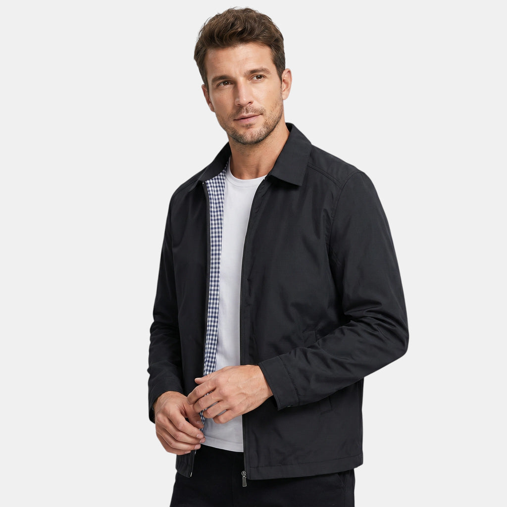 Veste zippée pour homme avec col pointu et poches latérales