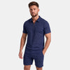 Ensemble polo à col zippé pour homme et short avec finition texturée