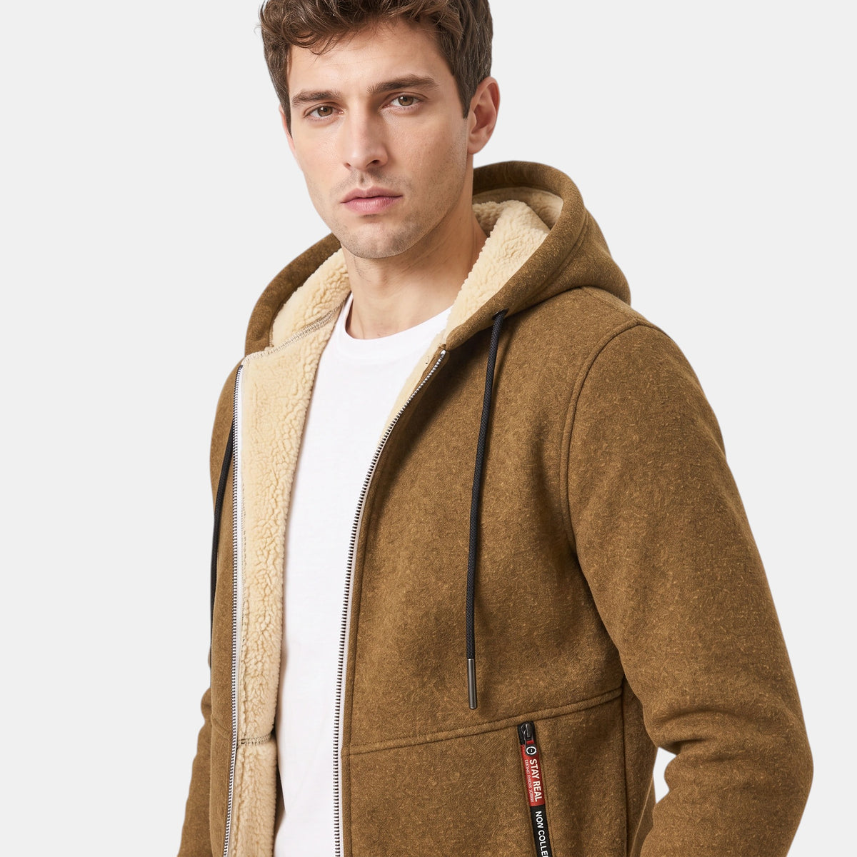 Men's Zip Up Hoodie with Hood and Front Pockets